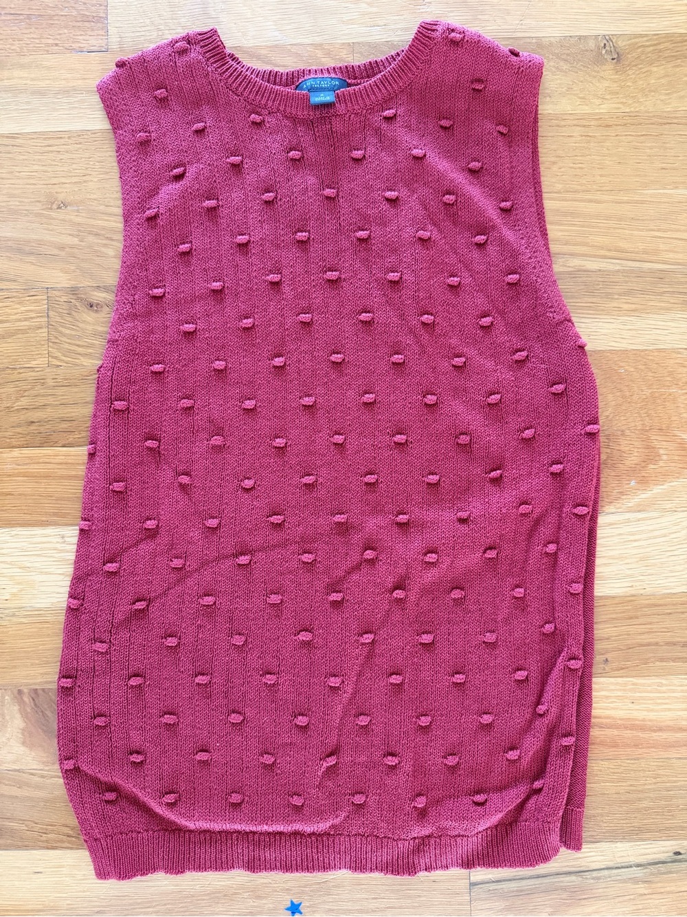 Ann Taylor Factory Red Sleeveless Pom-Pom Knit Vest